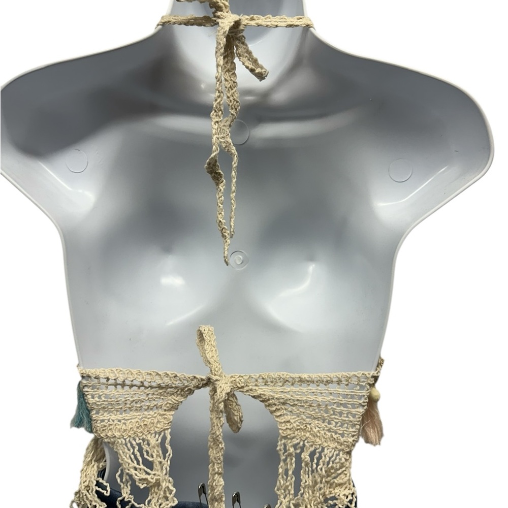 S/M. Boho Crochet Halter Top with Tassels.  LG/GRGR01 - Picture 2 of 2